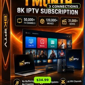 1 Month 8K IPTV Subscription – 3 Connections