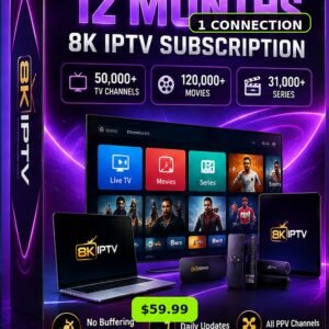 12 Months 8K IPTV Subscription – 1 Connection